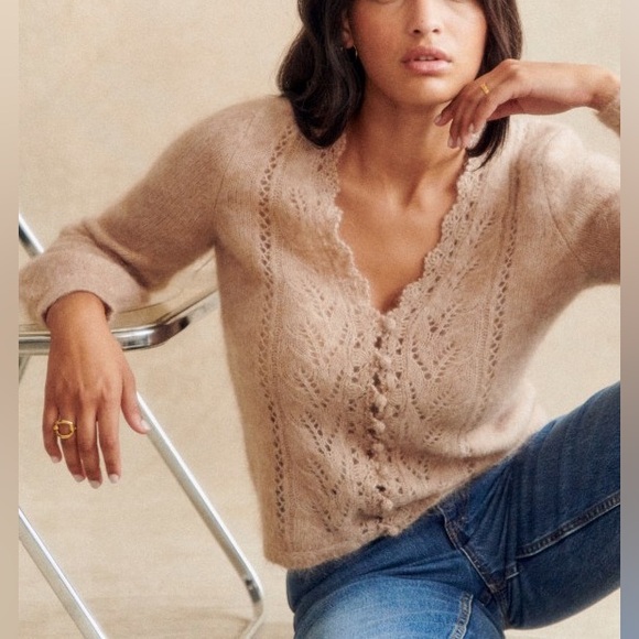 Sezane Angelie Cardigan Light Beige - Size XS - Picture 2 of 8